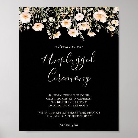 Classic Blush Wildflower Black Unplugged Ceremony Poster (Voorkant)