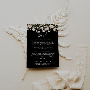 Classic Blush Wildflower Black Wedding Details Informatiekaartje