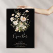 Classic Blush Wildflower Black Wedding Open Bar Poster