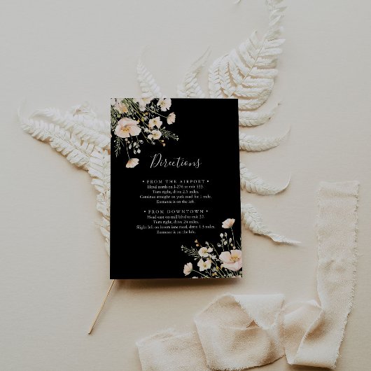 Classic Blush Wildflower Black Wedding Routebeschr Informatiekaartje