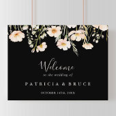 Classic Blush Wildflower Black Wedding Welkom Poster