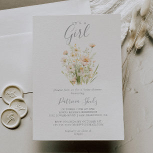 Classic Blush Wildflower Het is een meisje Baby sh Kaart