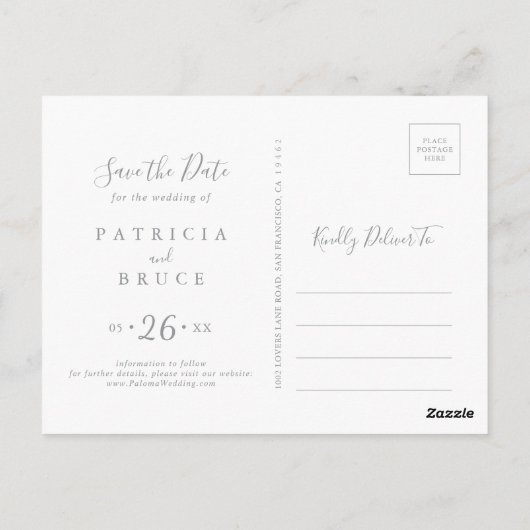 Classic Blush Wildflower Horizontal Bewaar de datu Briefkaart (Achterkant)