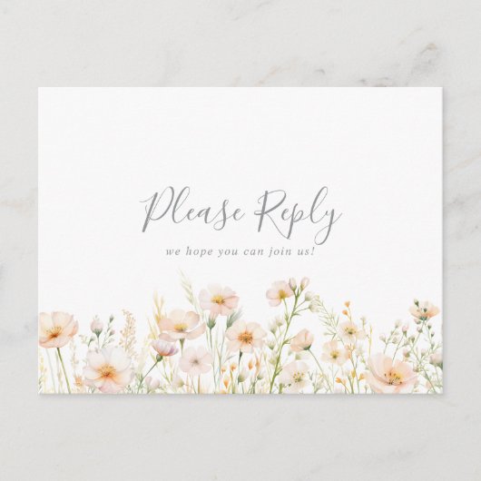 Classic Blush Wildflower Menu Keuze RSVP Briefkaar (Voorkant)