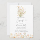 Classic Blush Wildflower Sweet 16 Verjaardagsfeest Kaart (Voorkant)