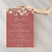 Classic Blush Wildflower Wedding Drinken Menu Sign Poster