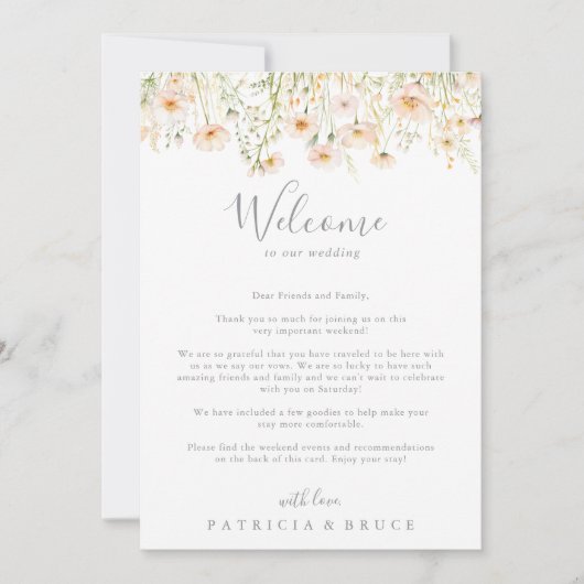 Classic Blush Wildflower Wedding Welkomstbrief (Voorkant)