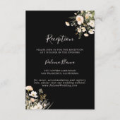Classic Blush Wildflower Zwarte bruiloft receptie Informatiekaartje (Voorkant)
