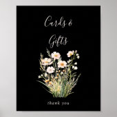 Classic Blush Wildflower Zwarte Kaarten en geschen Poster (Voorkant)