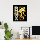 Classic Bmx Bike | Bmx Silver Gold Poster Print (Thuiskantoor)