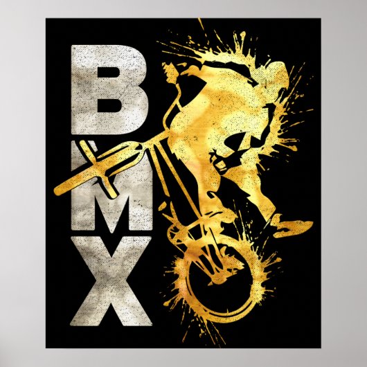 Classic Bmx Bike | Bmx Silver Gold Poster Print (Voorkant)