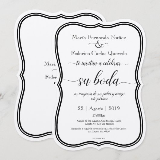 CLASSIC BODA Editable Spain trouwuitnodiging Kaart (Voorkant / Achterkant)