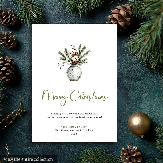 Classic Bohemian Botanical Neutral Holiday Card Feestdagenkaart