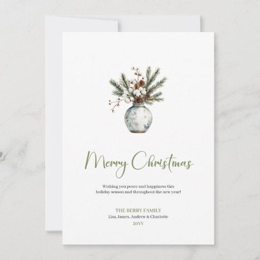 Classic Bohemian Botanical Neutral Holiday Card Feestdagenkaart (Voorkant)