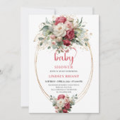 Classic Bohemian Crimson Red White Gold Floral   Kaart (Voorkant)