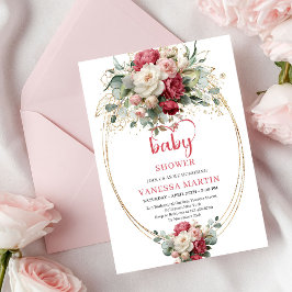 Classic Bohemian Crimson Red White Gold Floral   Kaart