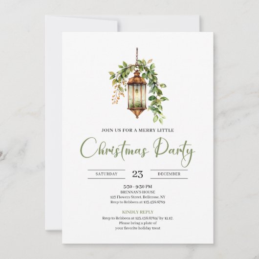 Classic Bohemian Earthy Watercolor Christmas Party Kaart (Voorkant)