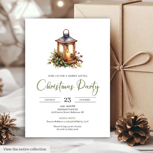 Classic Bohemian Earthy Watercolor Christmas Party Kaart