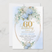Classic Bohemian Soft Blue Greenery 60th Birthday Kaart (Voorkant)