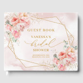 Classic Boho Blush Gold Frame Roses Bridal Shower Gastenboek (Voorkant)