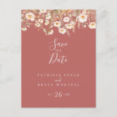 Classic Boho Blush Wildflower Bewaar de datum Briefkaart (Voorkant)