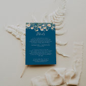 Classic Boho Blush Wildflower Blauwe bruiloft Deta Informatiekaartje