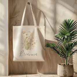 Classic Boho Blush Wildflower Bruidsmeisje Canvas  Tote Bag