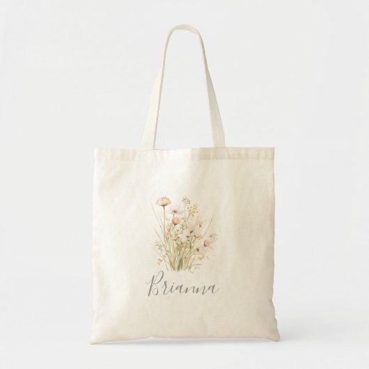 Classic Boho Blush Wildflower Bruidsmeisje Canvas Tote Bag (Voorkant)