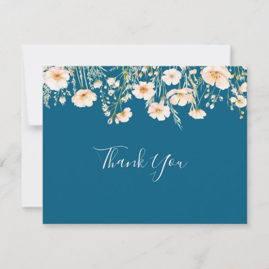 Classic Boho Blush Wildflower Flat Wedding Bedankkaart (Voorkant)