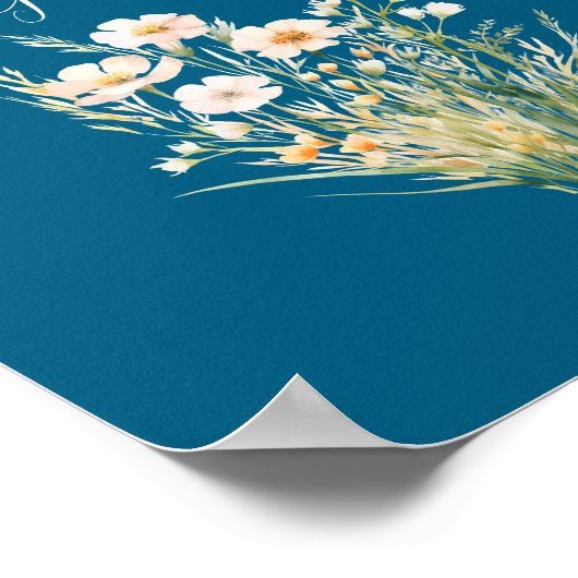 Classic Boho Blush Wildflower Kaarten en geschenke Poster (Hoek)