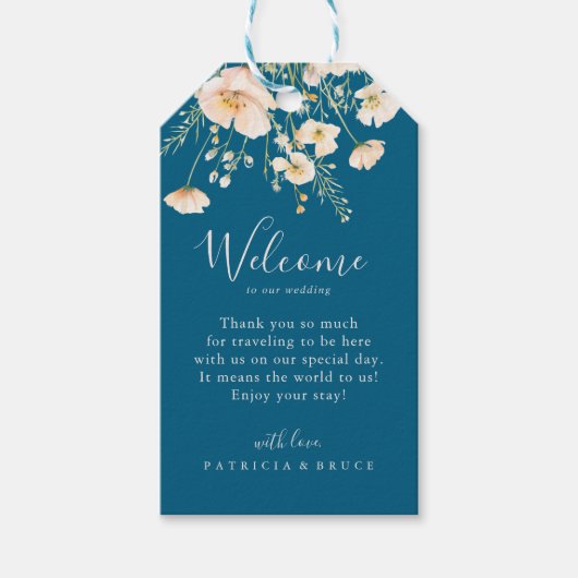 Classic Boho Blush Wildflower Wedding Welkom Cadeaulabel (Voorkant)