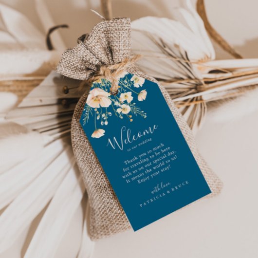 Classic Boho Blush Wildflower Wedding Welkom Cadeaulabel