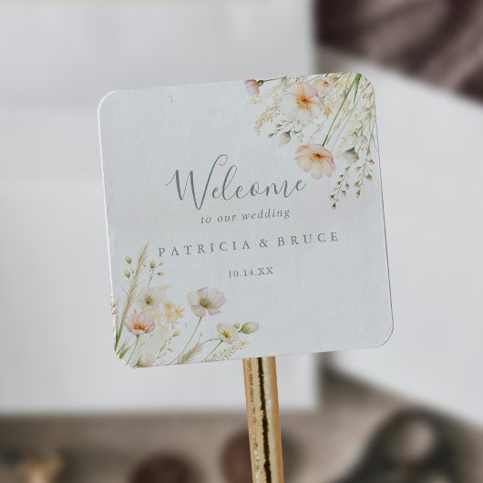 Classic Boho Blush Wildflower Wedding Welkom Vierkante Sticker