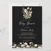 Classic Boho Blush Wildflower Zwart Baby shower Kaart (Voorkant)