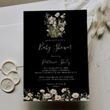 Classic Boho Blush Wildflower Zwart Baby shower
