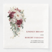 Classic Boho Burgundy Gold Roses Wedding Napkins Servet (Voorkant)