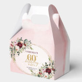 Classic Boho Maroon Roses 60th Birthday Favor Box Bedankdoosjes
