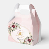 Classic Boho Maroon Roses 60th Birthday Favor Box Bedankdoosjes (Voorkant Zijde)