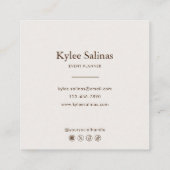 Classic Boho Minimalist Floral Event Planner Vierkante Visitekaartje (Achterkant)
