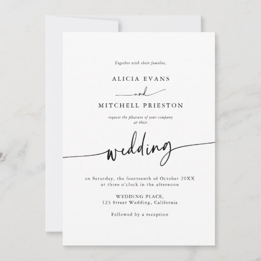 Classic Boho Minimalist Script Wedding Photo Kaart (Voorkant)