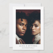 Classic Boho Minimalist Script Wedding Photo Kaart (Achterkant)