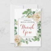 Classic Boho Roos Bloemen Vrijgezellenfeest Dank u Bedankkaart (Voorkant)