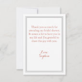 Classic Boho Roos Bloemen Vrijgezellenfeest Dank u Bedankkaart (Achterkant)