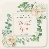 Classic Boho Roos Bloemen Vrijgezellenfeest Kartonnen Onderzetters (Voorkant)