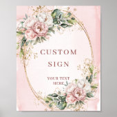 Classic Boho Rose Gold Eucalyptus Custom Sign Poster (Voorkant)