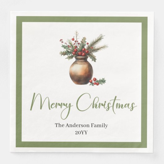 Classic Boho Scandinavian Christmas Wreath Napkins Servet (Voorkant)