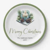 Classic Boho Scandinavian Christmas Wreath Plates Papieren Bordje (Voorkant)