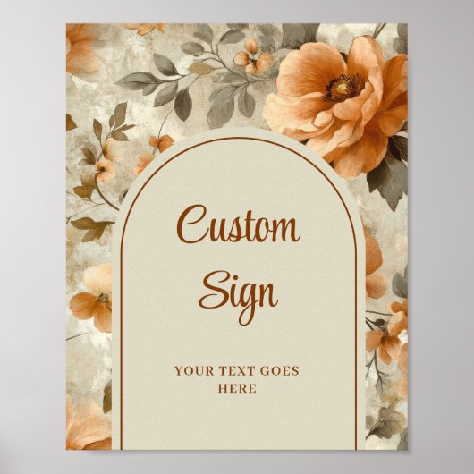 Classic Boho Terra Cotta Ivory Sage Floral Custom Poster (Voorkant)