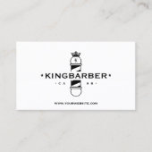 Classic Bold Barber Pole Crown Barbershop BW Visitekaartje (Voorkant)