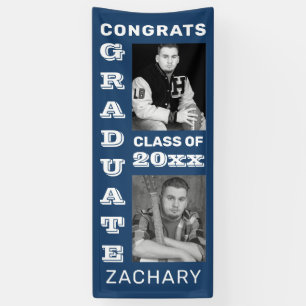Classic Bold Foto Blauw Afstuderen Spandoek